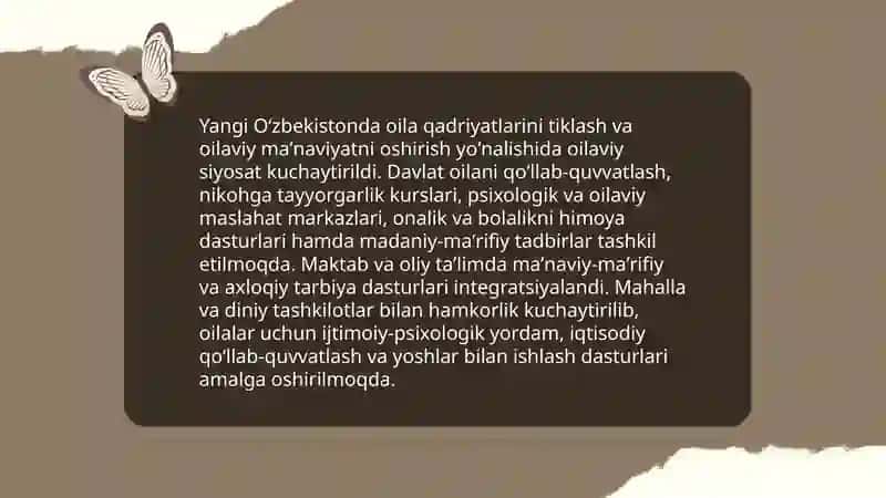 Yangi Oʻzbekistonda amalga oshirilayotgan maʼnaviy oʻzgarishlar 4