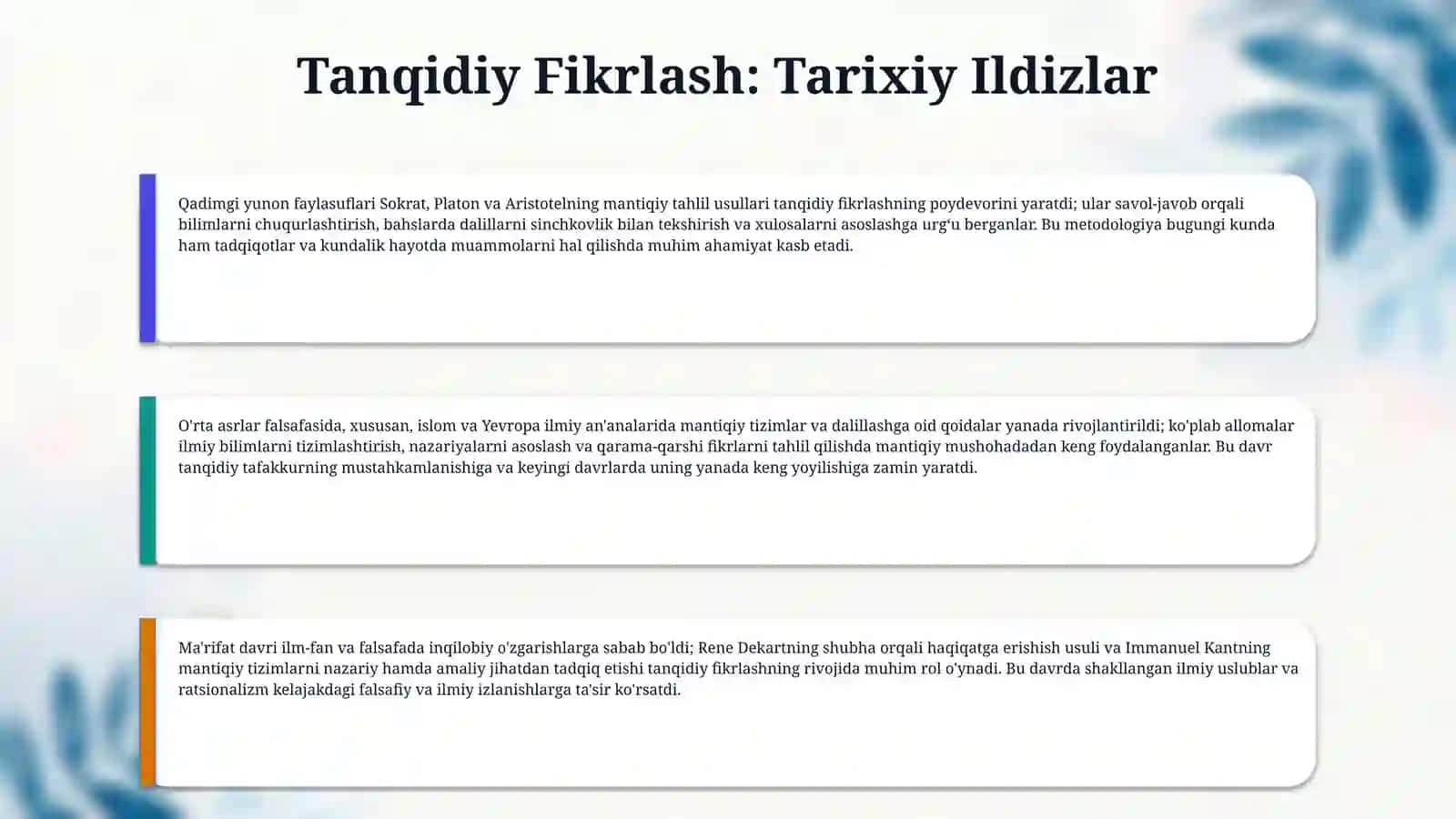 Tanqidiy fikrlash  va kreativlikning ilmiy falsafaviy asoslari. 4