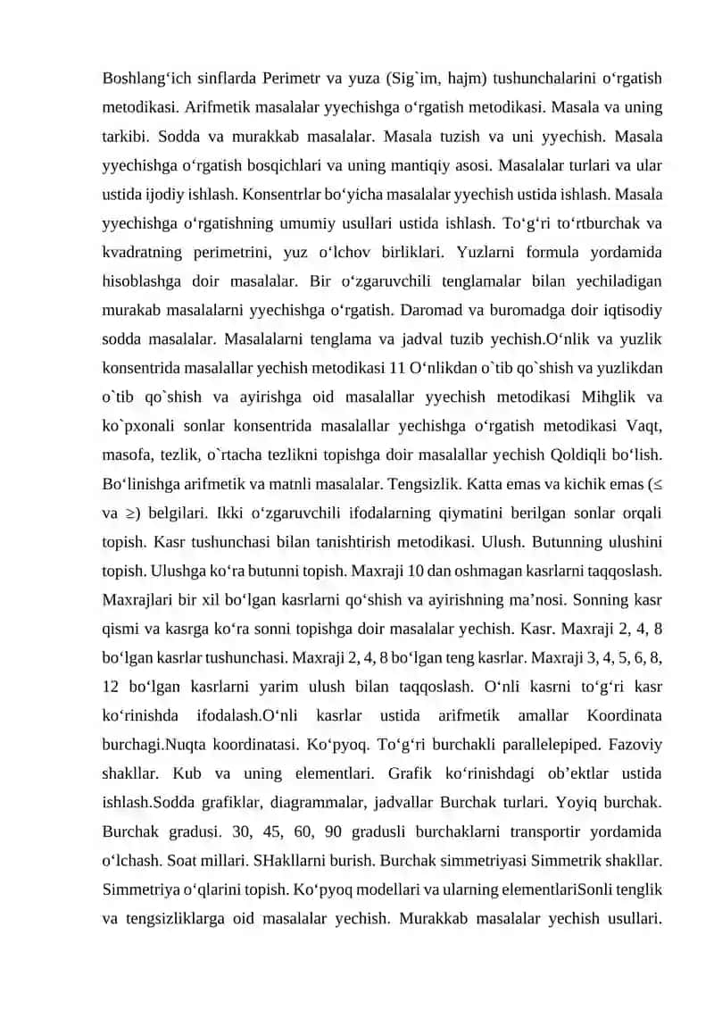 Boshlangi’ch sinflarda matematika o‘qitishning umumiy masalalari 4