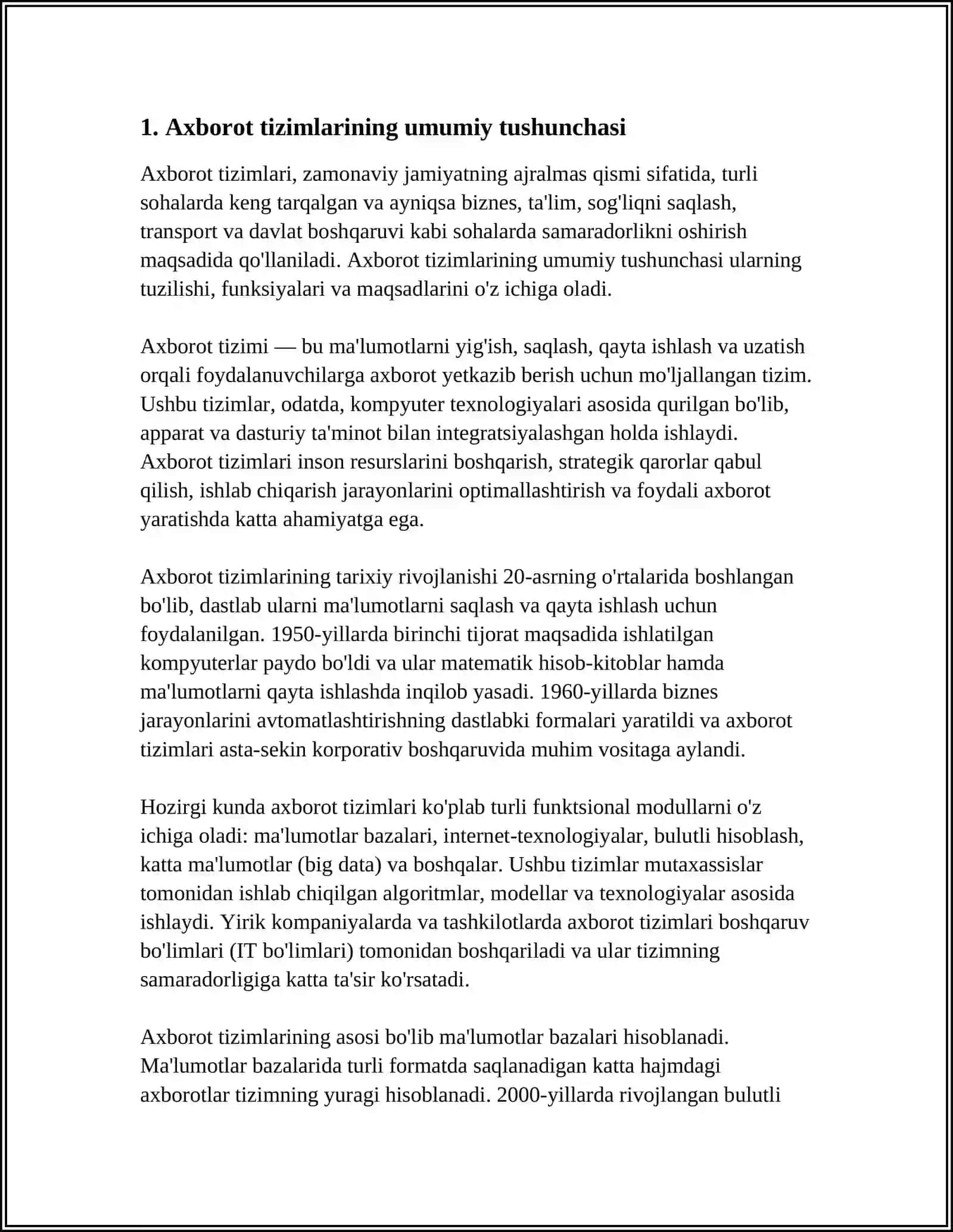 AXBOROT TIZIMLARINING TASNIFI 4