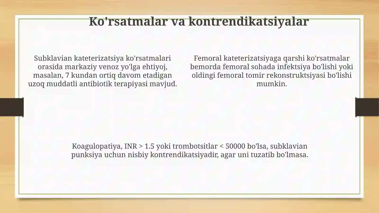 Subklavian va femoral tomirlarni punksiya qilish va kateterizatsiya 4
