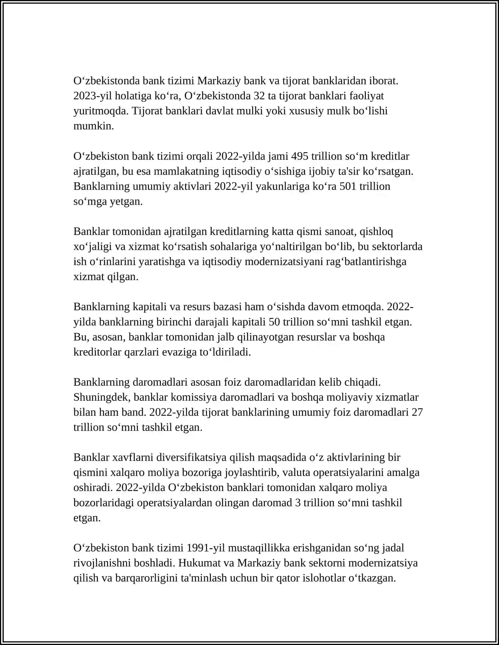 BANKLAR VA ULARNING TURLARI VAZIFALARI 4