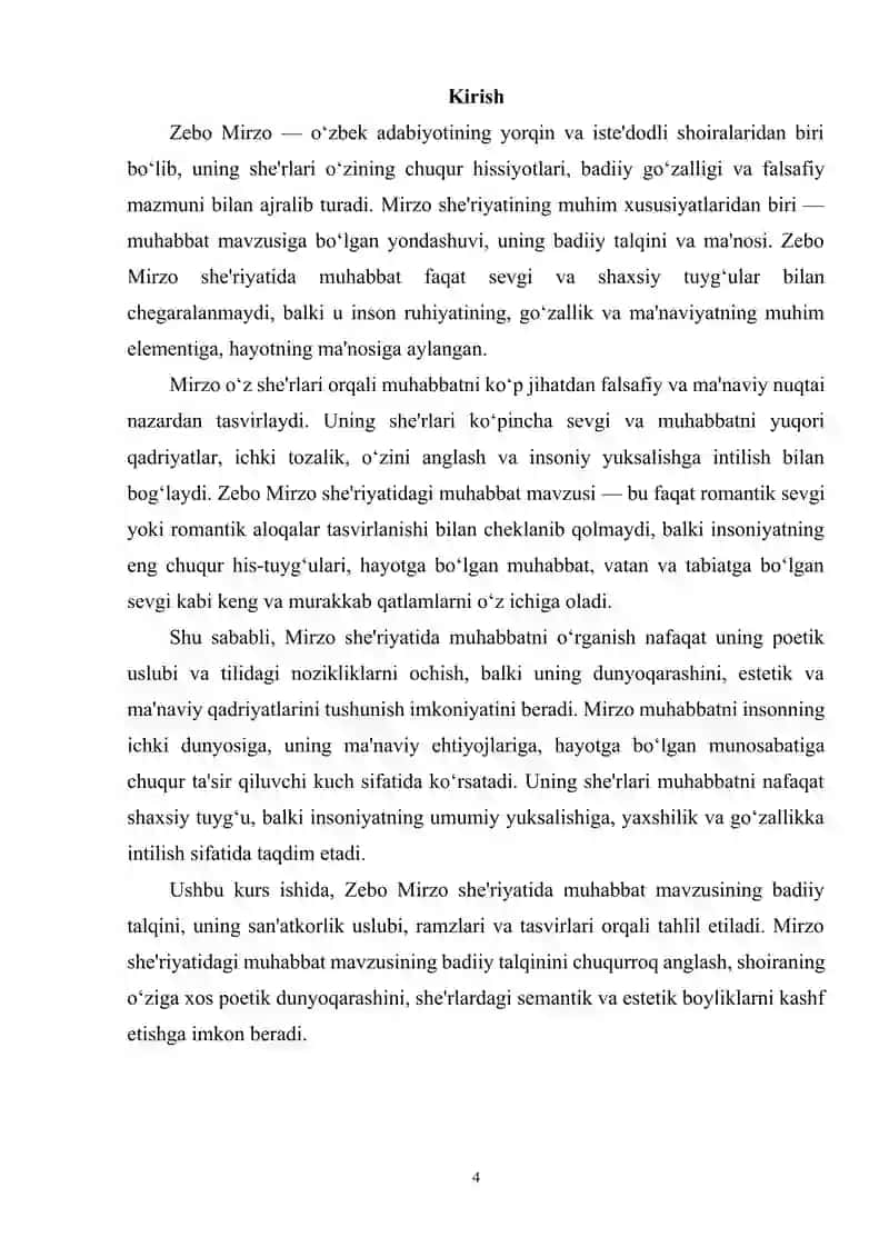 Z.Mirzo She'riyatida Muhabbat mavzusi badiiy talqin 4