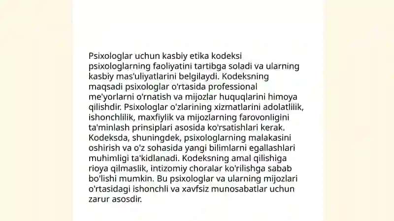 Psixologning kasbiy faoliyatini tashkil qilishda me'yoriy hujjatlar 4