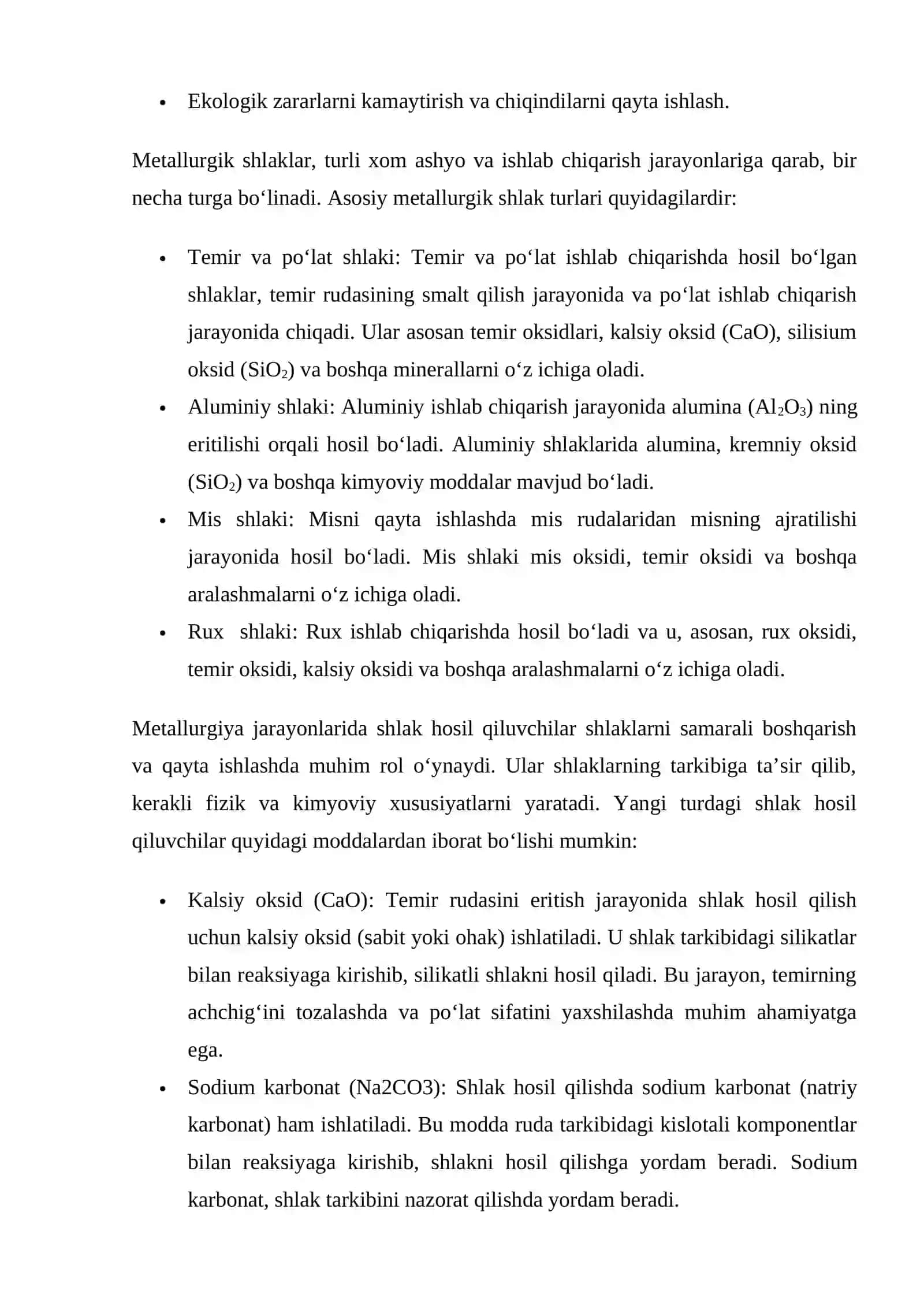 Yangi turdagi shlak hosil qiluvchilarni sanoatda qo’llanilishi 4