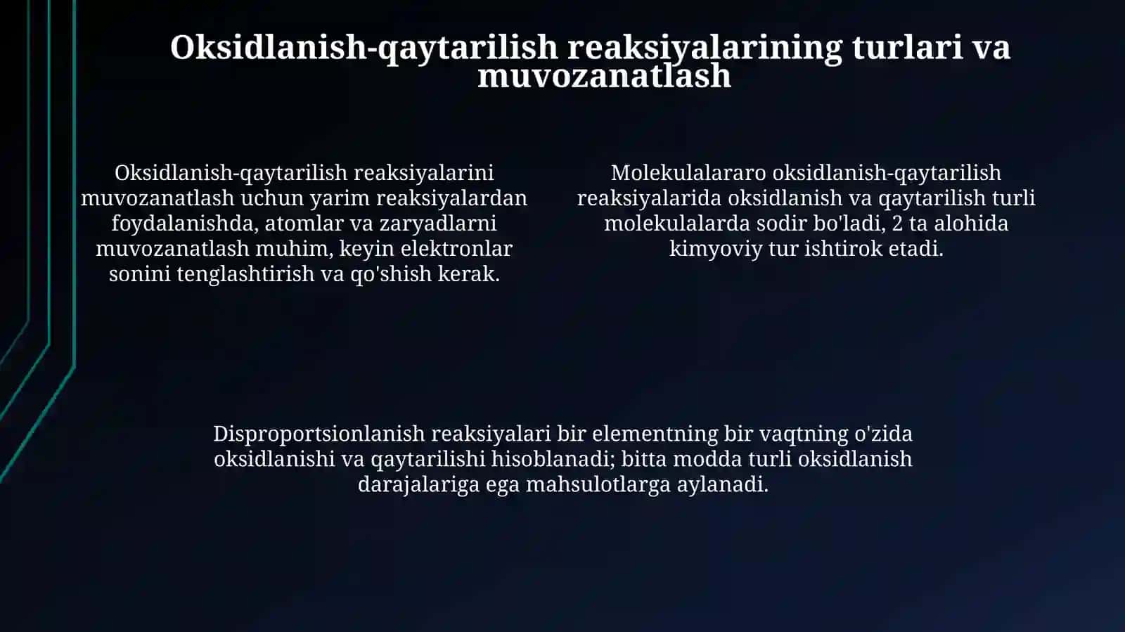 Oksidlanish-qaytarilish reaksiyalari: Asoslar va turlari 4