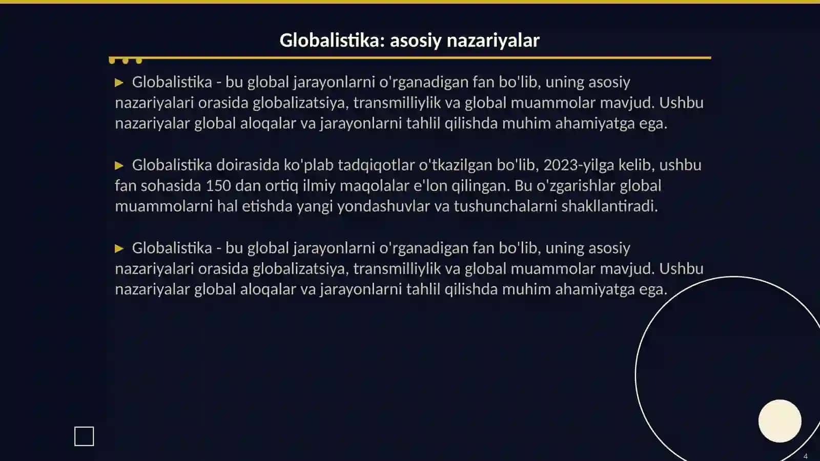 Globallashuv, globalistika va barqaror taraqqiyotning ustivor yo'nalishlari 4
