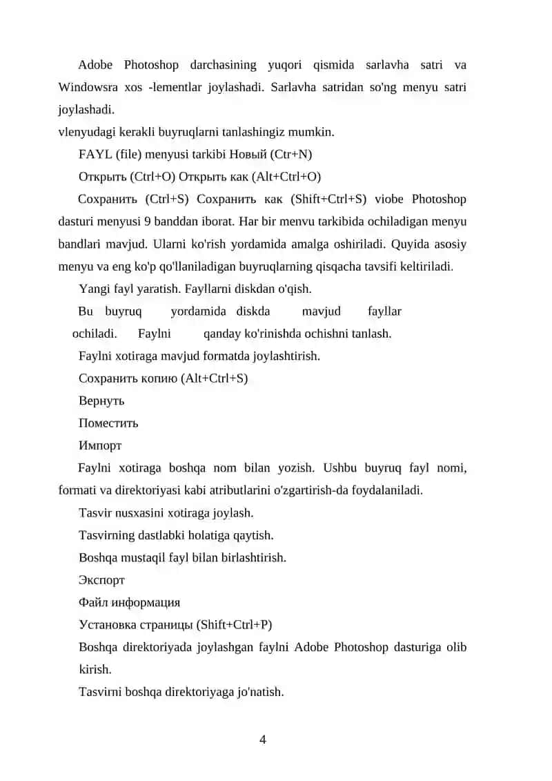 Adobe Photoshop dasturi bilan ishlashning qo‘shimcha imkoniyatlari 4