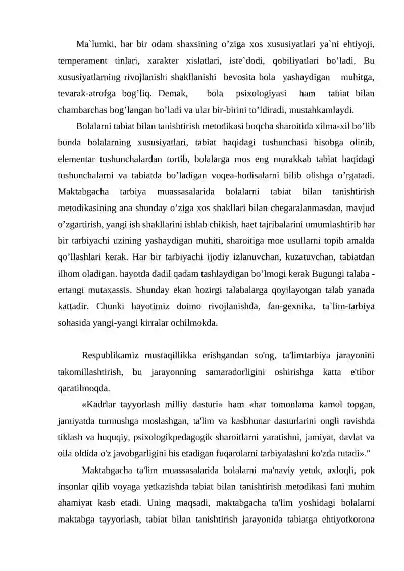 INAVATSION TEXNALOGIYALAR ASOSIDA TABIAT BILAN TANISHTIRISH MASHG‘ULOTLARINI IJODIY TASHKIL ETISH 4