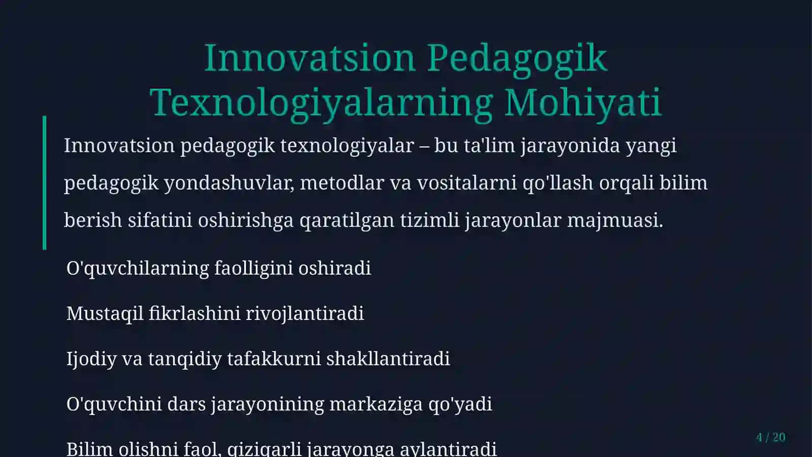Pedagogik faoliyatda ijodiyot va innovatsiya 4