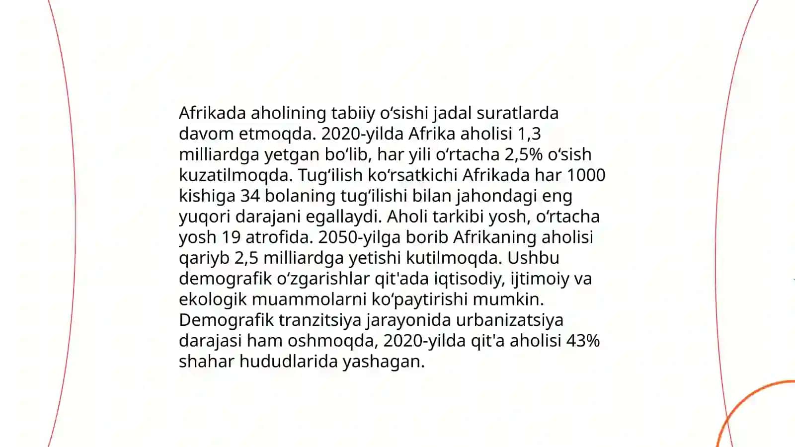Afrika va Avstraliyaning Okeaniya tabiiy oʻsish boʻyicha darajalarini qiyosiy tahlili va davriy hududiy boʻyicha 4