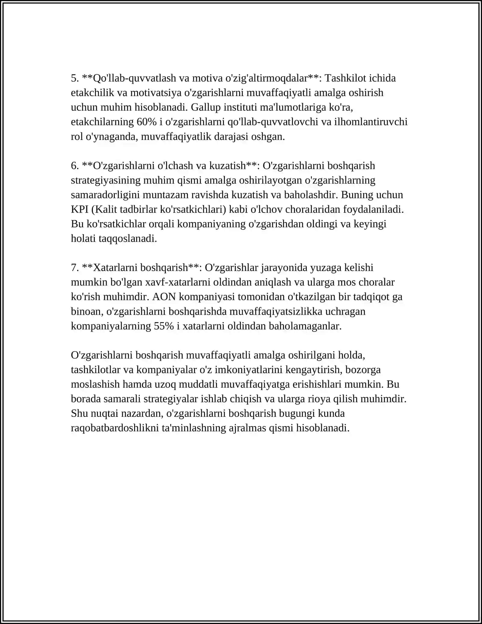 TASHKILOTDAGI O'ZGARTIRISHLARNI BOSHQARISH 4