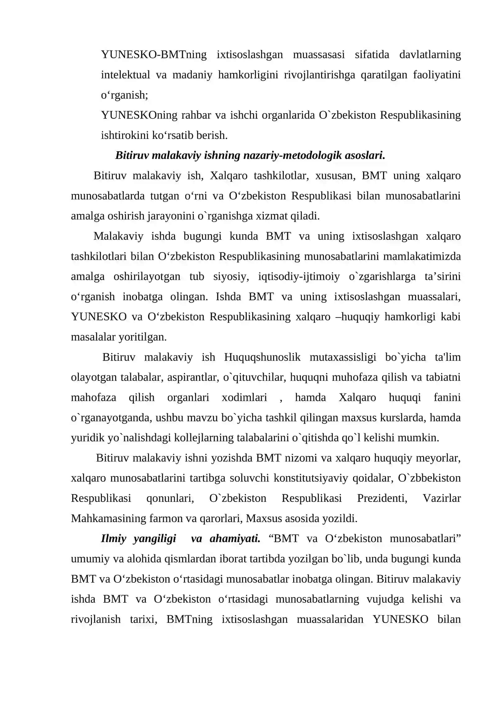 BMTning tashkil topishi va uning xalqaro munosabatlarda tutgan oʻrni 4