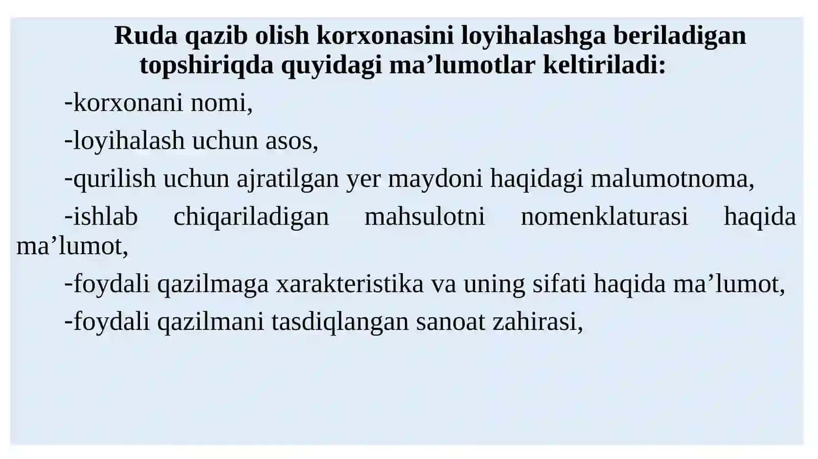 Boshlang‘ich ma’lumotlar va loyihalashga topshiriq tuzish 4