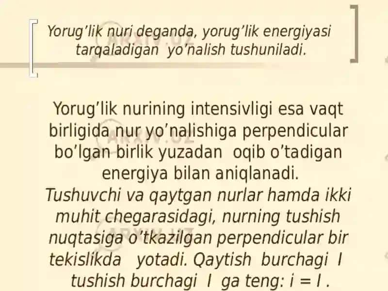 Yorug'likning qaytish va sinish qonunlari 4