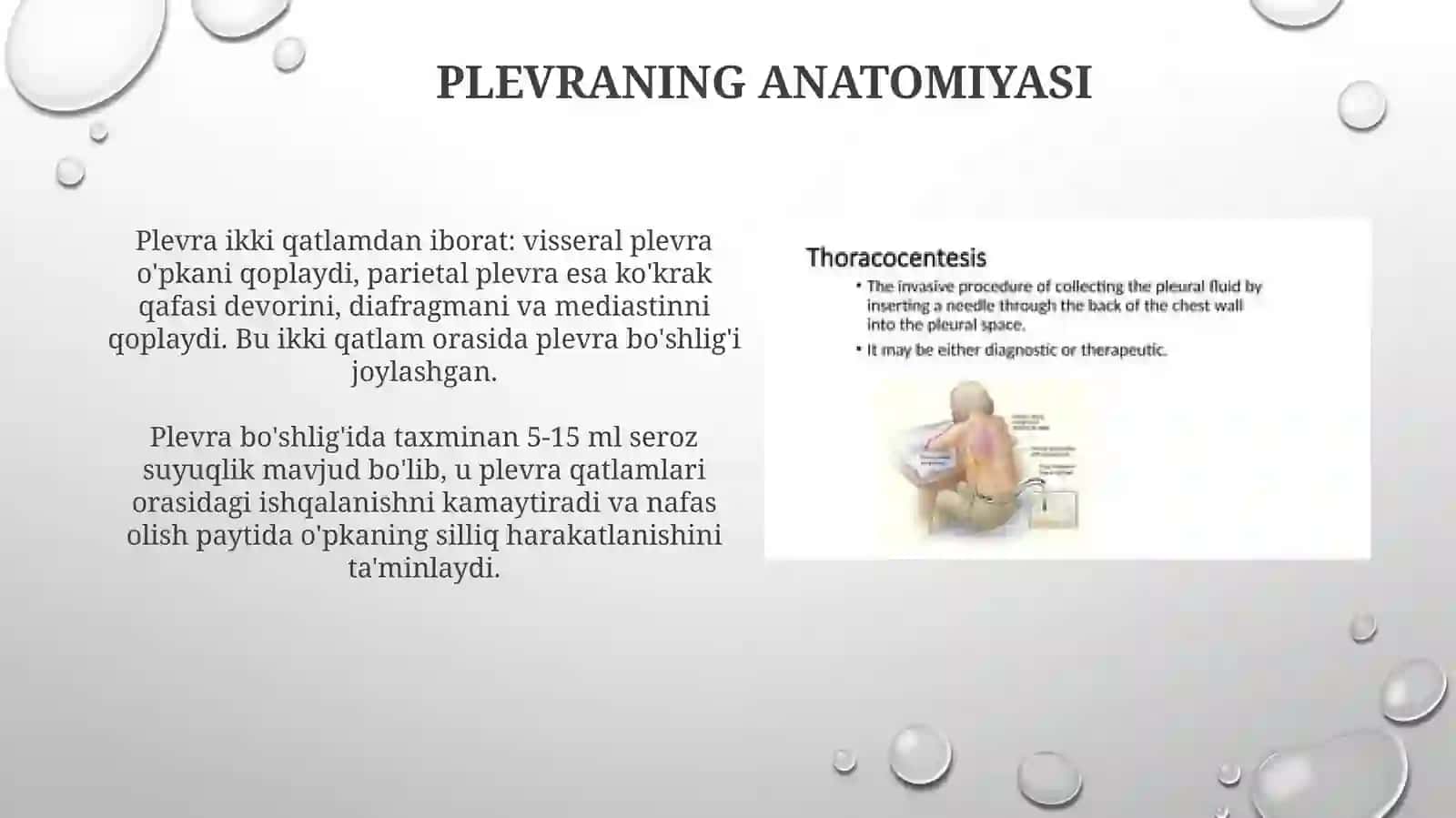 Plevrabo'shlig’ifunksiyasivaPlevrabo'shlig'inidrenajlashusullari.slayd 4