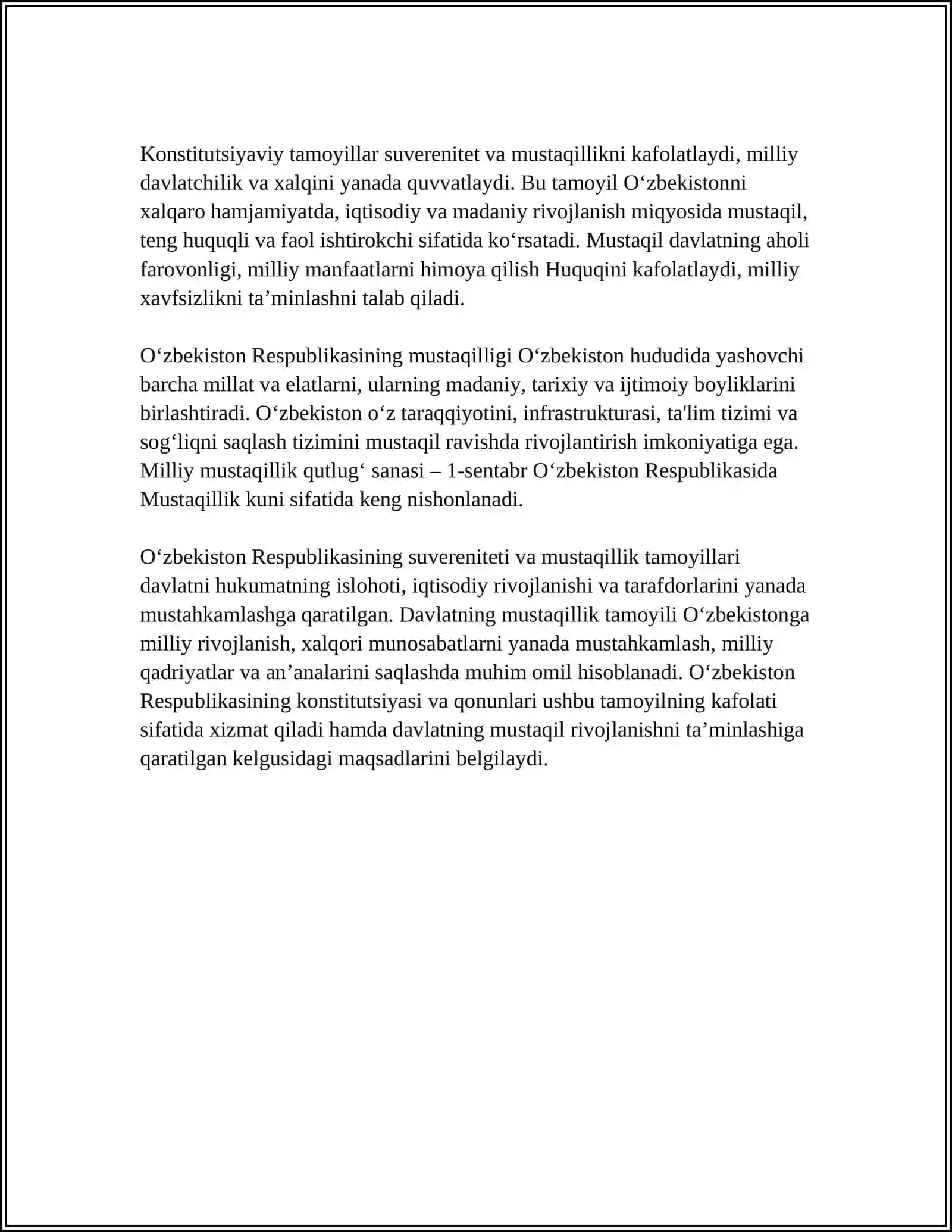 O'ZBEKISTON RESPUBLIKASI KONSITUTSIYASINING ASOSIY TAMOYILLARI 4