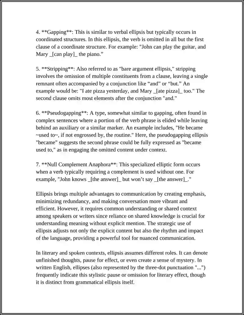 Ellipsis, Repetitions and Substitutions 4