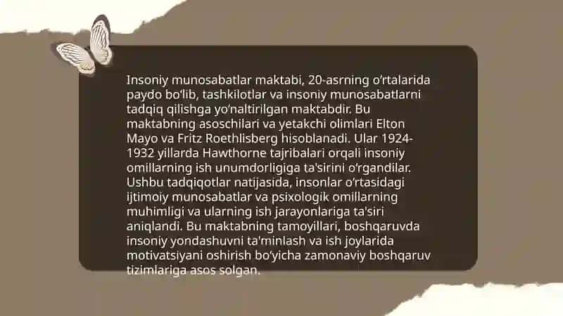 Insoniy munosabatlar maktabi asoschilari va ularning taʼlimotilari rivoji 4