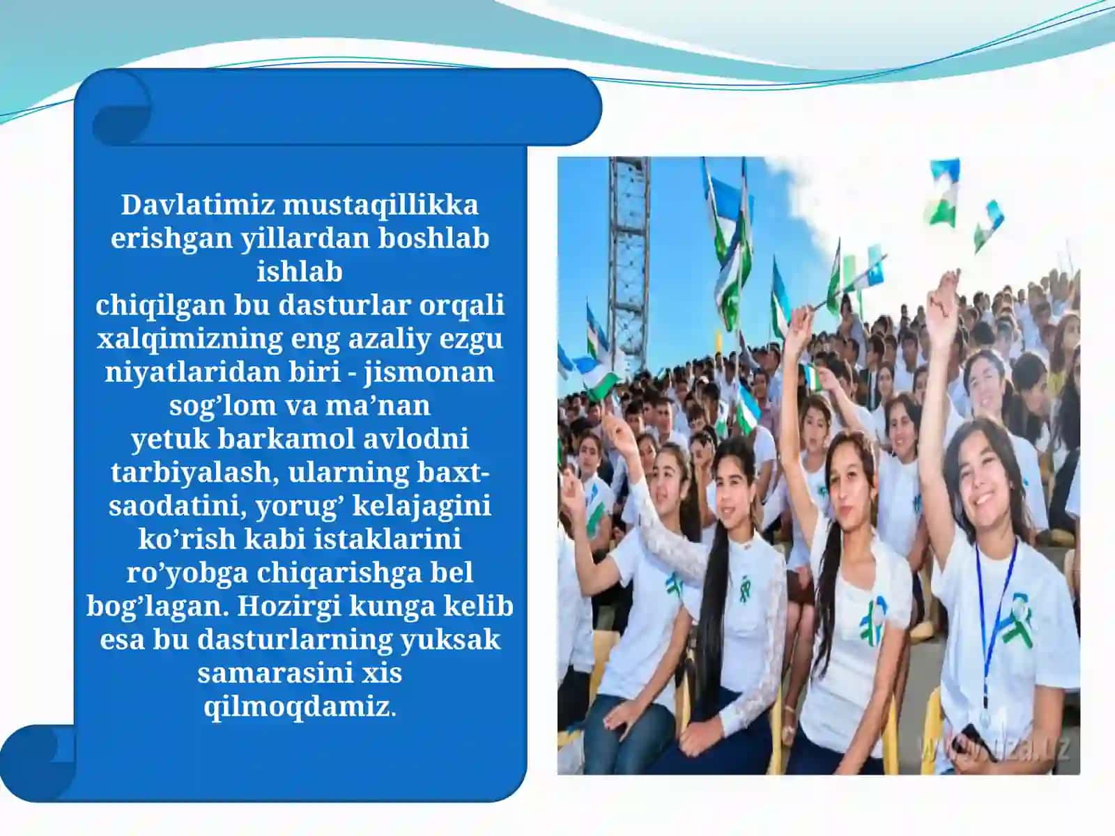 Davlatimizni yosh avlodni tarbiyalash va sog’ligini himoya qilish yo’lida olib borayotgan ishlari 4