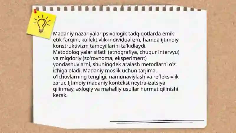 Psixologiya tadqiqot an’analarida ijtimoiy madaniy asoslar 4