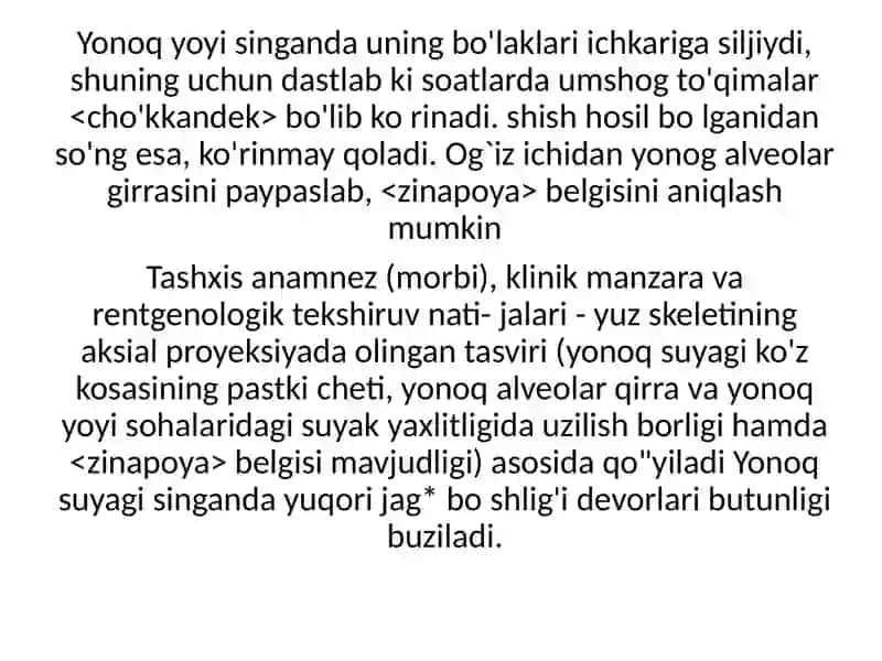 Bolalarda yuz suyaklari(yonog suyagi va yoyi, burun suyaklari)ning jarohatlari 4