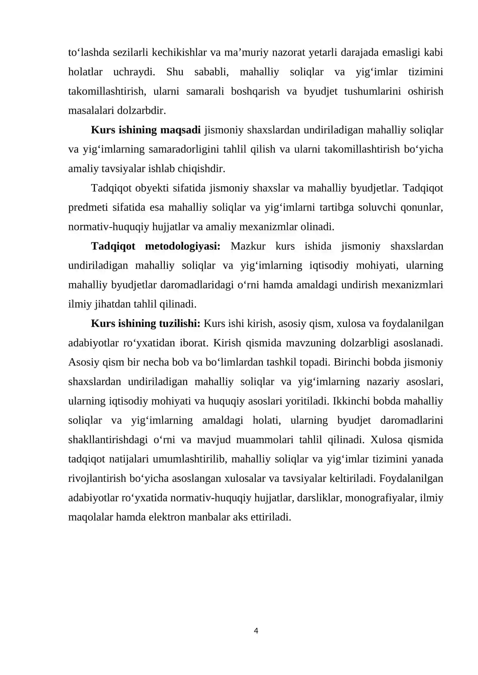 Jismoniy shaxslardan undiriladigan mahalliy soliqlar va yig‘imlar hamda ularni takomillashtirish 4