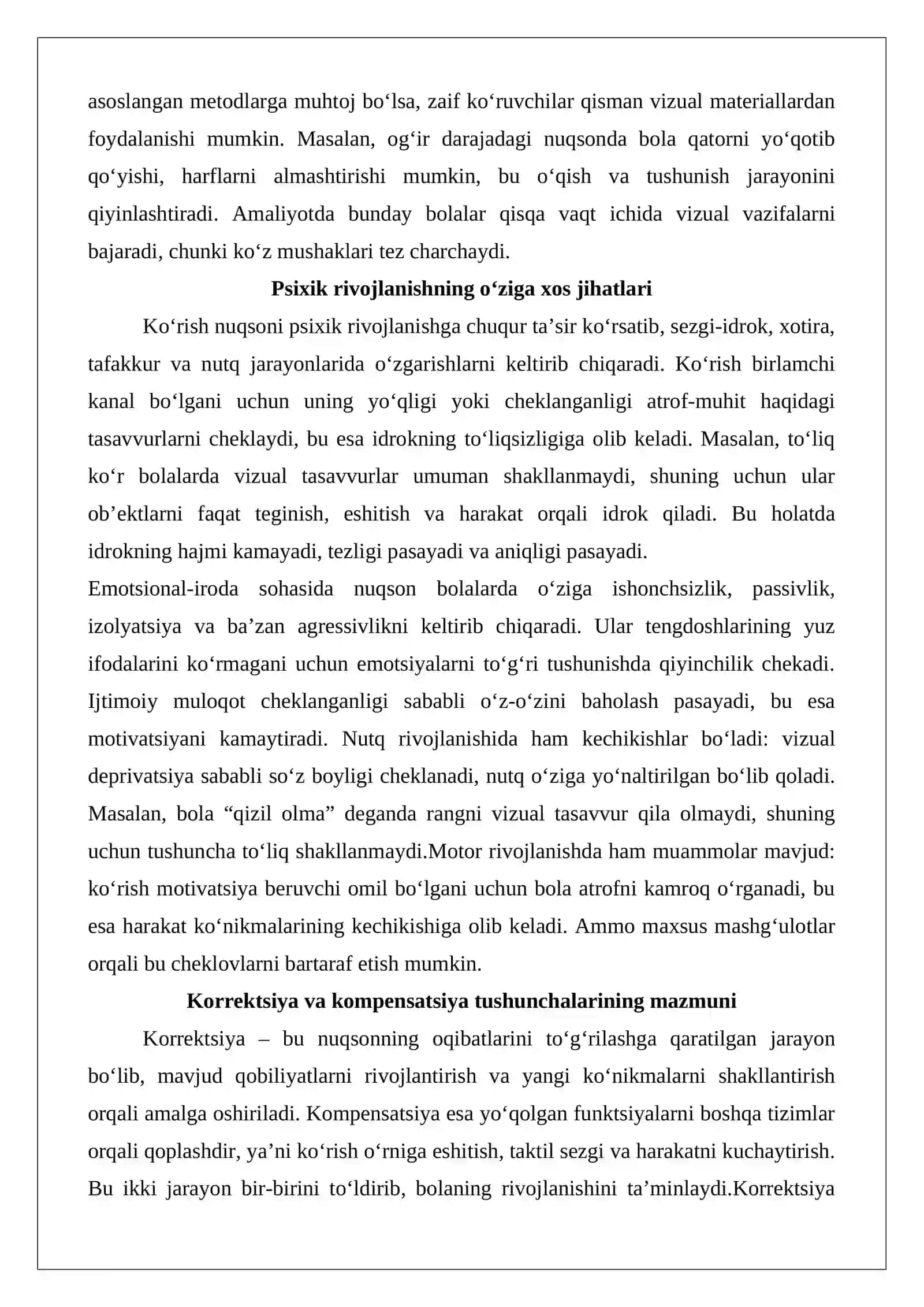 Ko‘rish nuqsoniga ega bolalar rivojlanishida korrektsiya va kompensatsiya 4