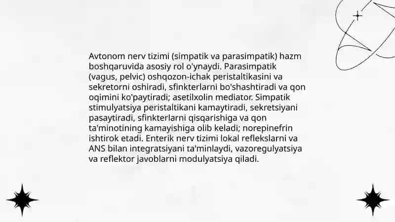 Enterik nerv tizimi va hazmlanish jarayonini boshqaruvi 4