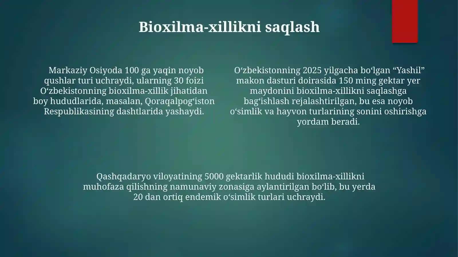 Atrof-muhitni muhofaza qilish, tabiiy resurslardan oqilona foydalanish 4