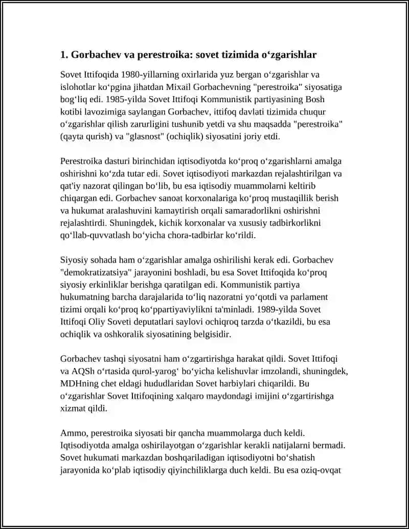 MUSTAQILLIK SARI DASTLABKI QADAMLAR. SOVET DAVLATINING TANAZZULGA YUZ TUTISHI 4