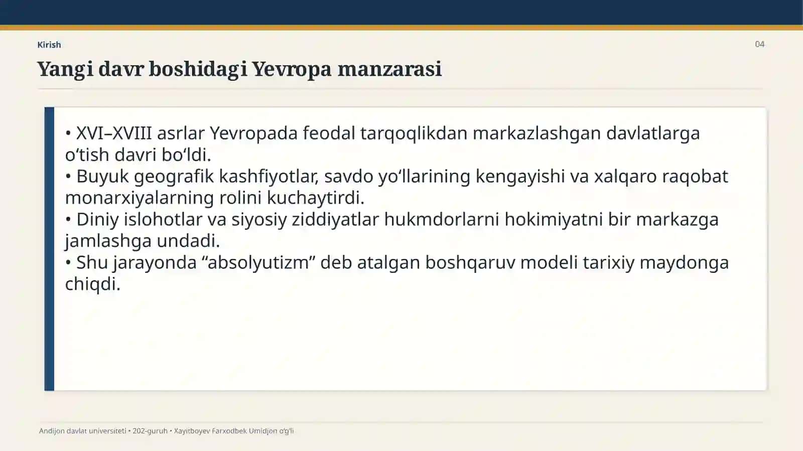 XVI–XVIII asrlarda qirollik hokimiyatining kuchayishi. Absolyutizm 4