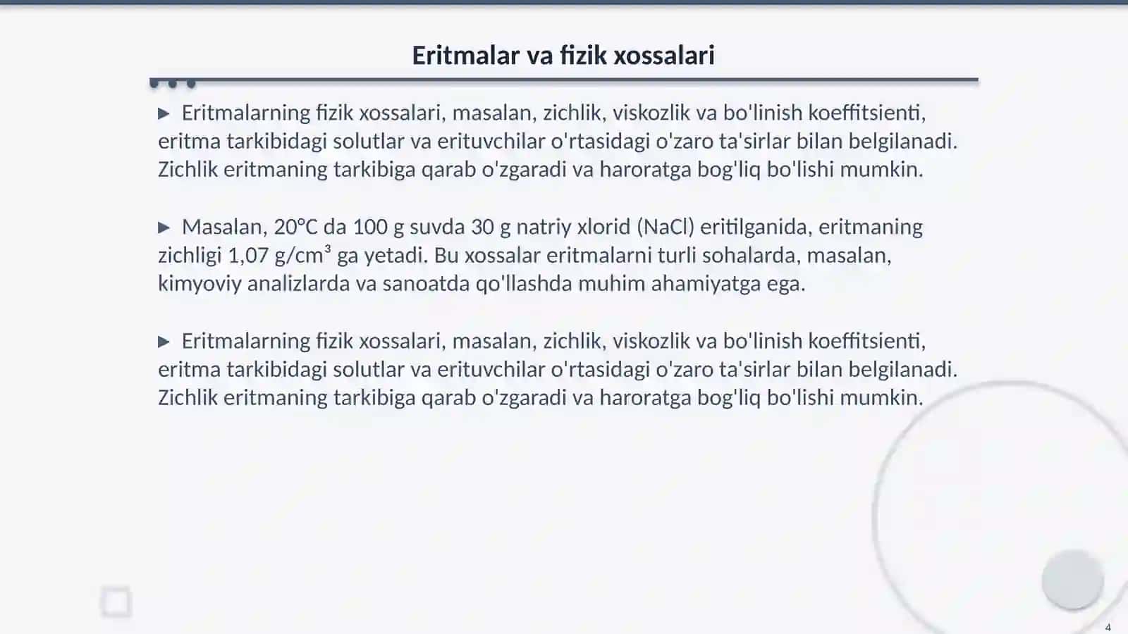 Eritmalarning xossalari 4