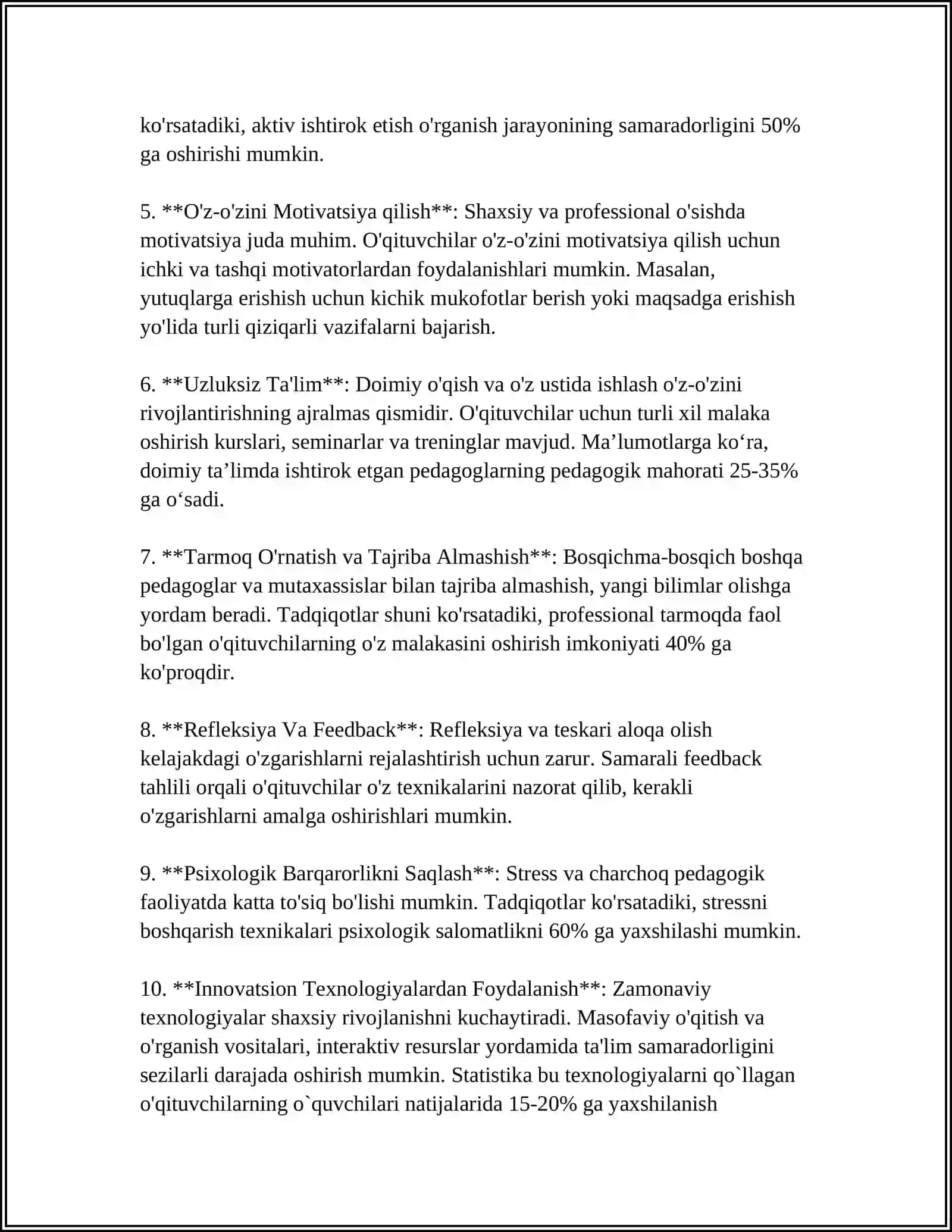 Pedagogning shaxsiy rivojlanish strategiyalari 4