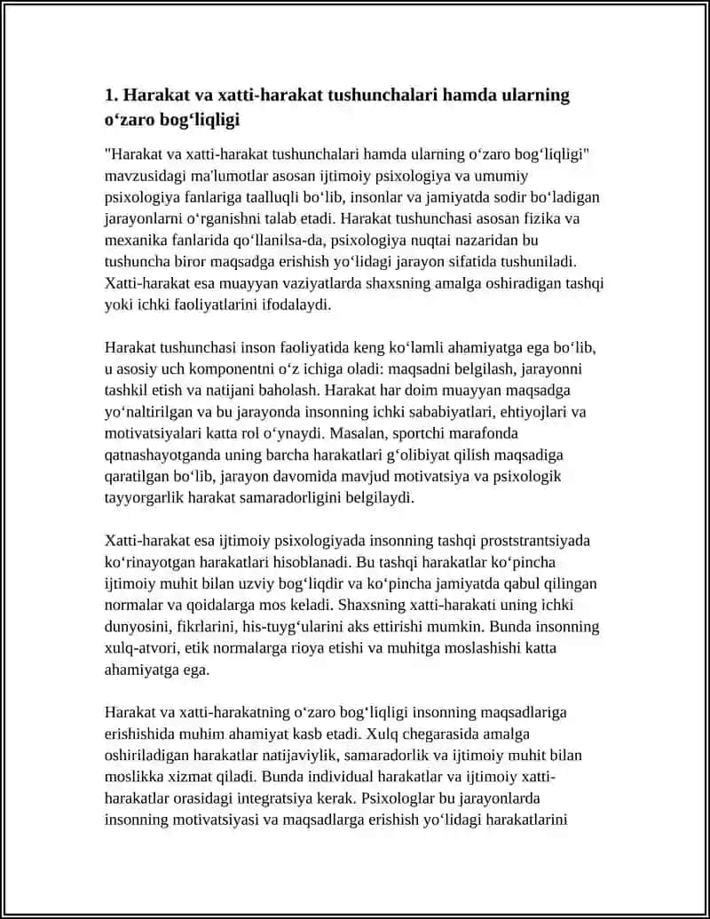 HARAKAT INSON FAOLIYATINING BIRLIGI SIFATIDA. XATTI-HARAKAT QURILMALARI 4