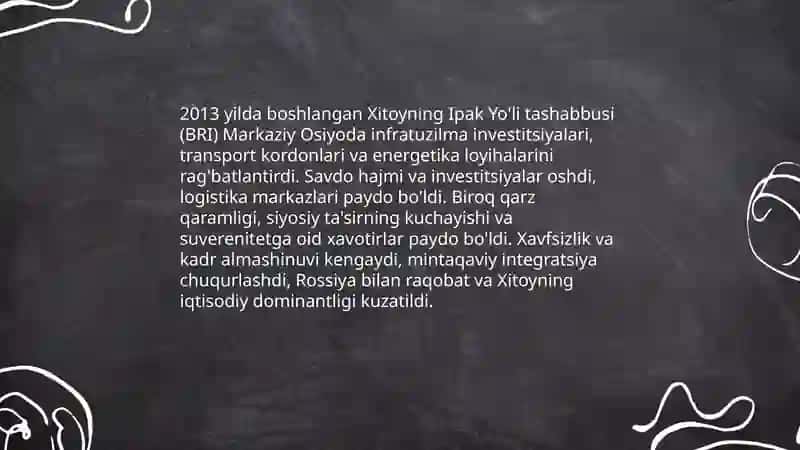 Yangi mingyillikda Markaziy Osiyo hududida geosiyosiy jarayonlar 4