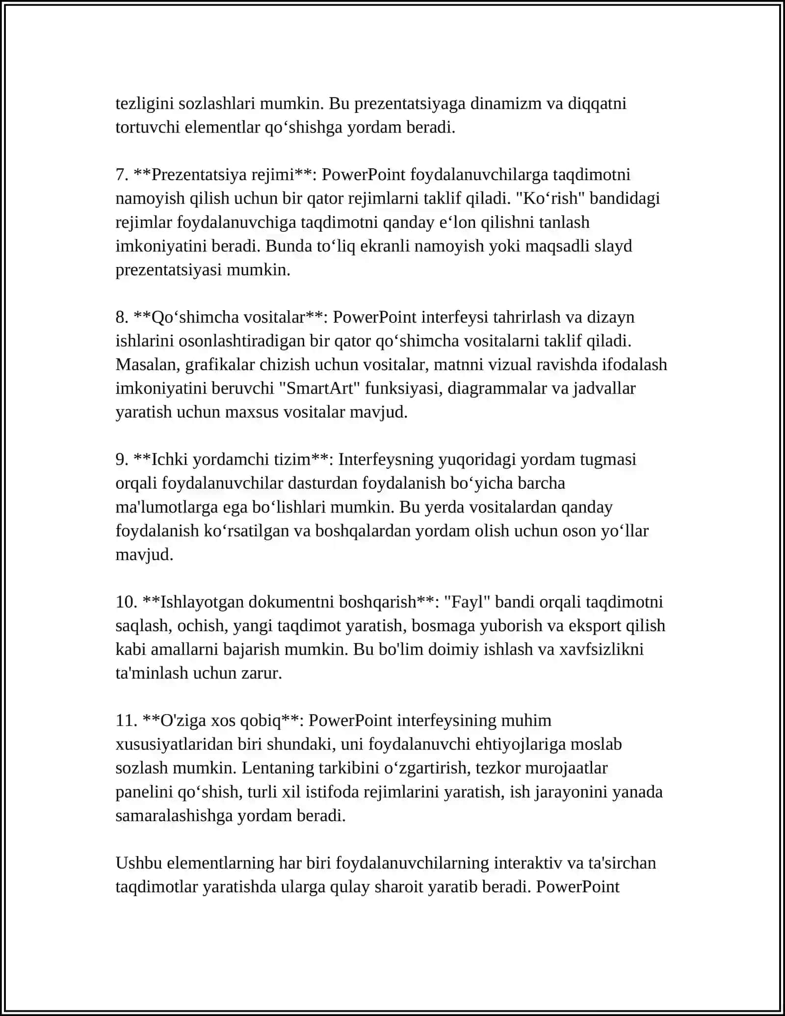 MICROSOFT POWERPOINT TAQDIMOT MUHARRIRI VA UNING INTERFEYSI 4