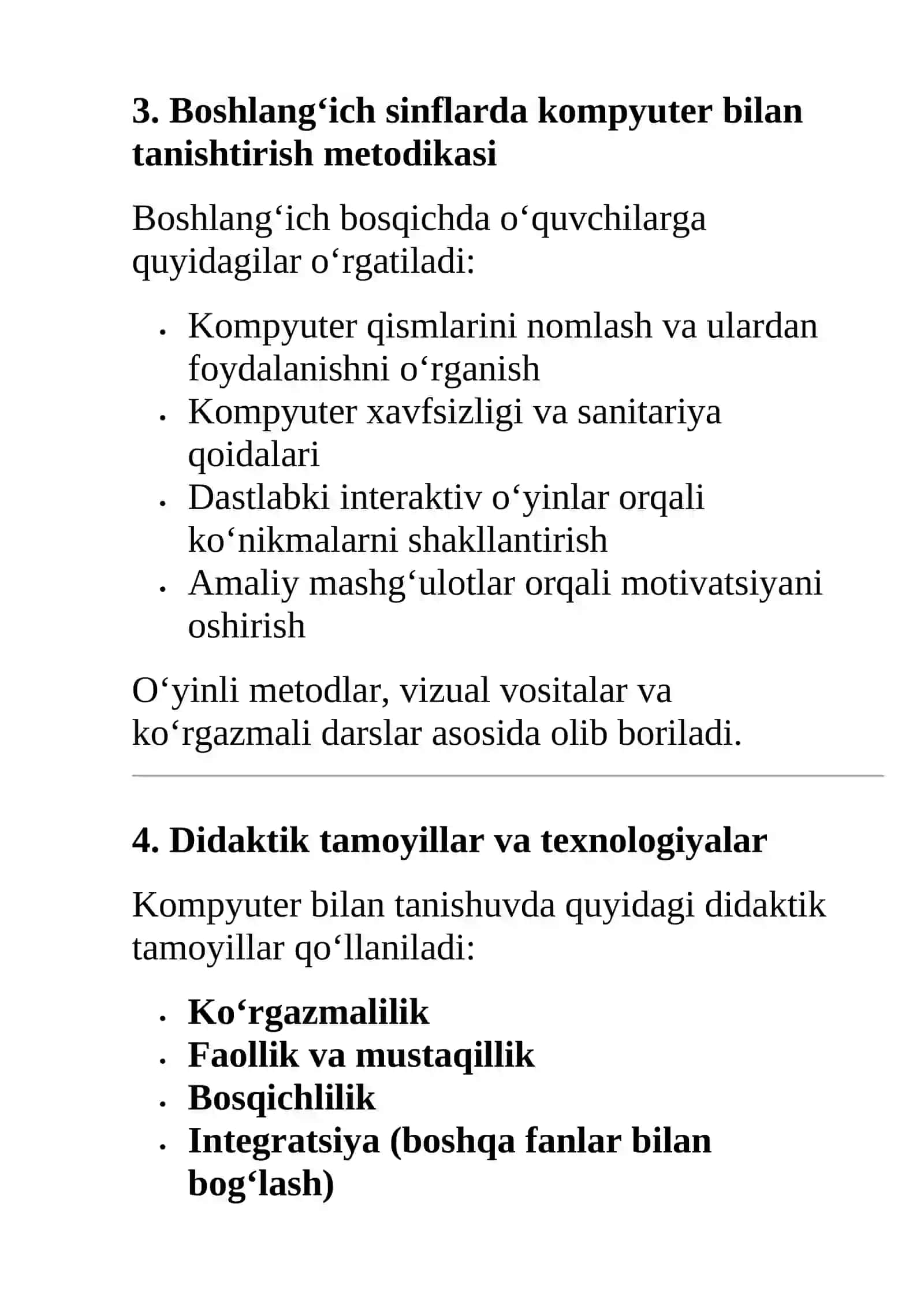 Kompyuter bilan tanishuvni o‘qitish metodikasi 4