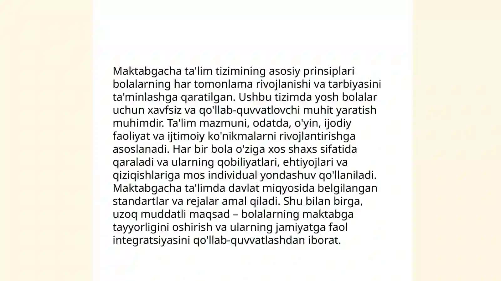 O'zbekiston Respublikasining "Maktabgacha ta'lim va tarbiya to'g'risidagi"qonuni 4