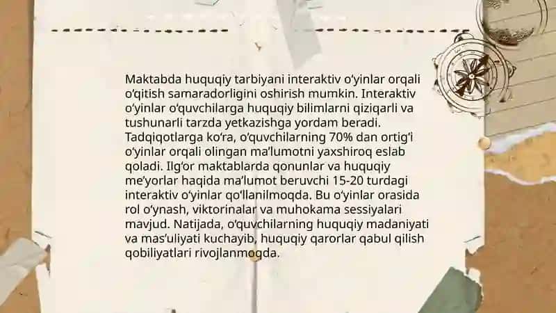 Umumiy va o'rta ta'lim maktablarida tarbiya va huquq fanlarini o'qitish shakli va uslublari 4