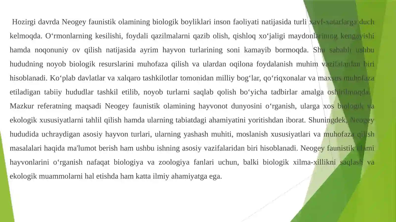 Neogey faunistik olami hayvonlari va ularning o‘ziga xos xususiyatlari 4