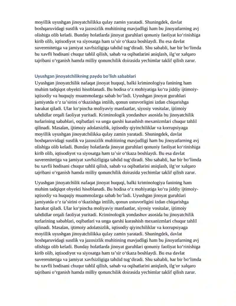 Uyushgan jinoyatchilikning kriminologik tavsifi va uning oldini olish 4