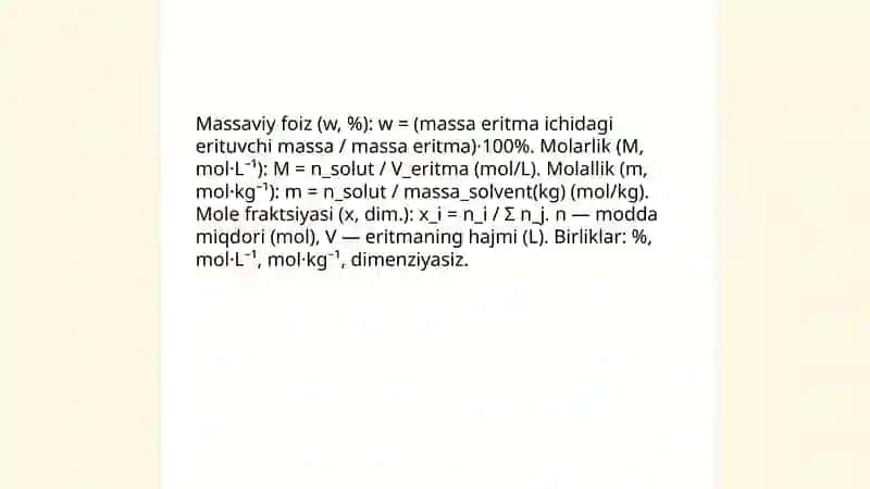 Suyuq eritmalar va ularning konsentratsiyasi 4