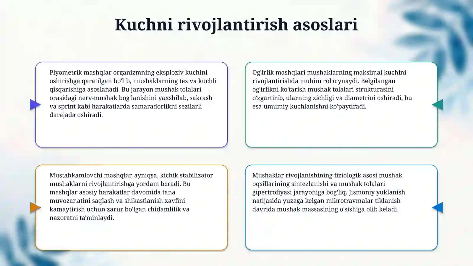 Yengil atletika holatda kuch va sakrovchanlikni rivojlantirish 4