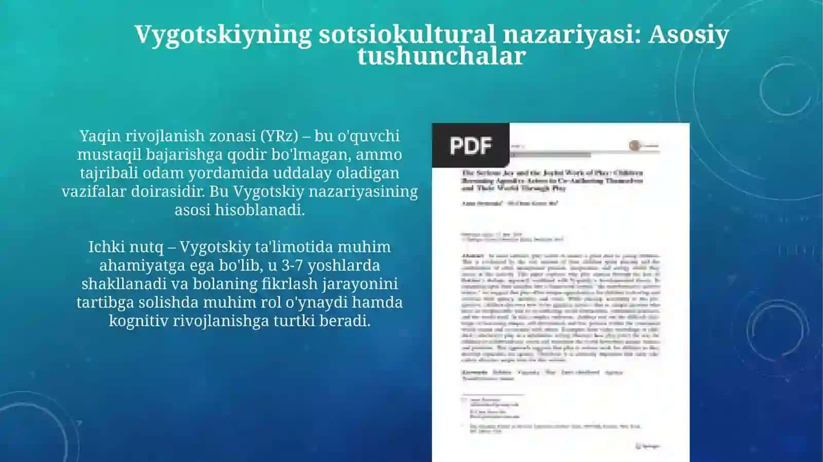 Oyin ta'limotidan Lev Vigotskiy va Danil Elkonin ta'limoti haqida presentatsiya tayyorlash 4