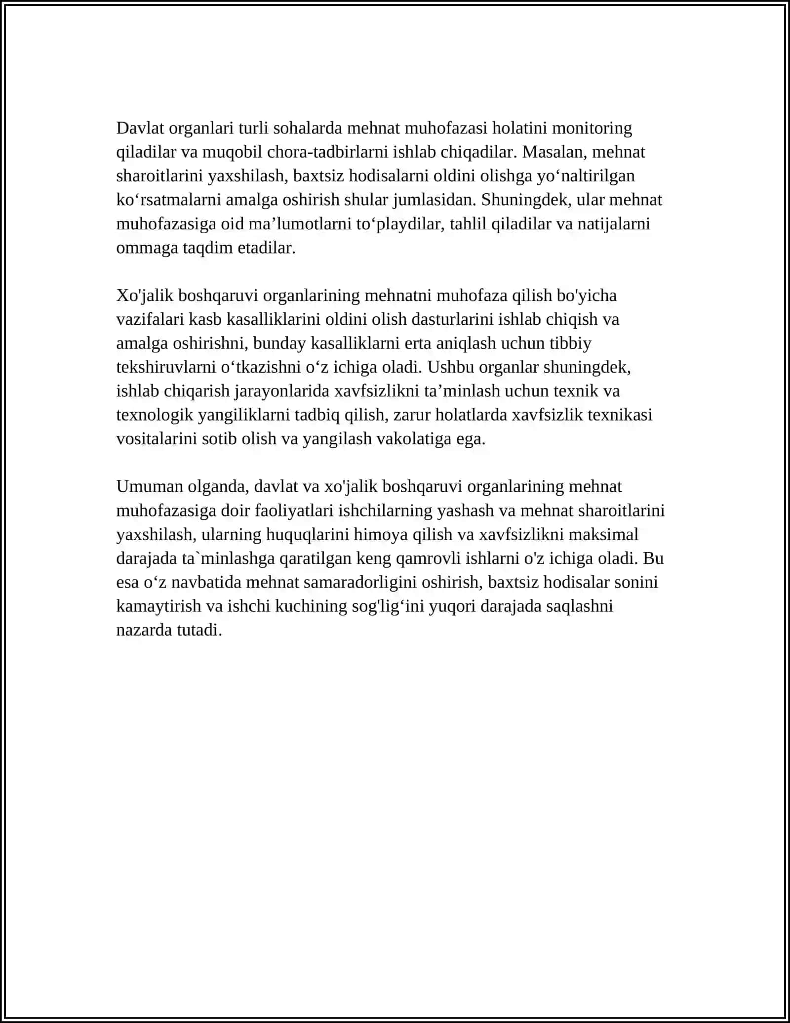 DAVLAT VA XO'JALIK BOSHQARUVI ORGANLARINING MEXNATINI MUXOFAZA QILISH SOXASIDAGI VAKOLATLARI 4