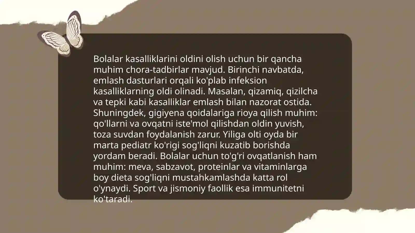 Onalar va bolalar kasalliklari profilaktikasi bo'yicha potranaj xizmati 4