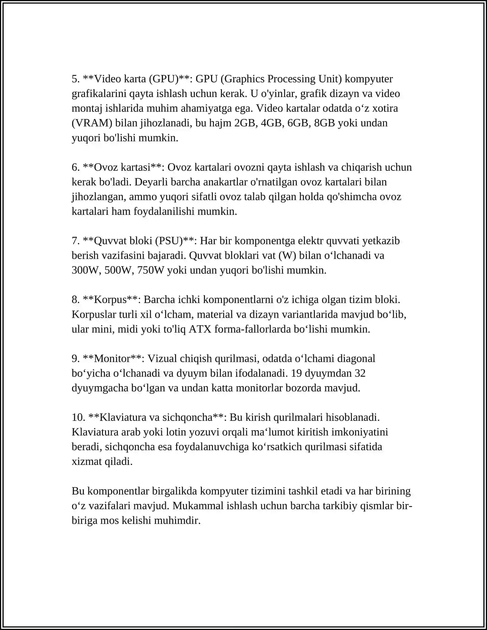 KOMPYUTER.KOMPYUTER VA UNING ASOSIY QURILMALARI 4