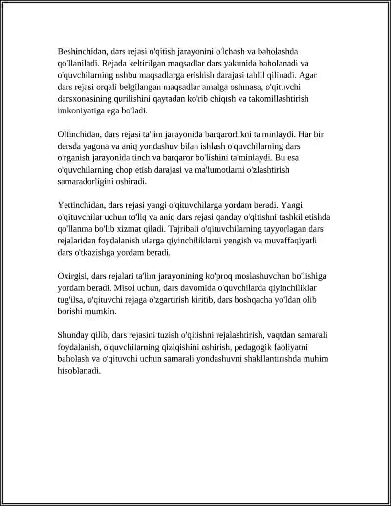 DARS ISHLANMASINI TUZISH METODIKASI 4