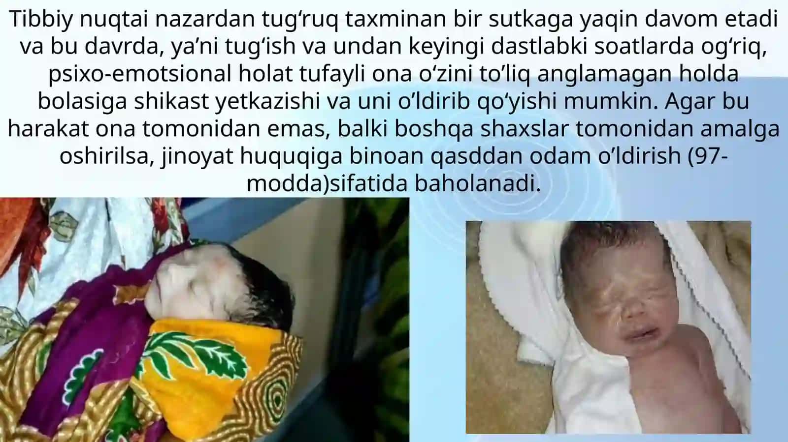 Yangi tug‘ilganlik tushunchasi. Pre-, intra- va postnatal davrlarda go‘daklar o‘limining xususiyatlari. 4